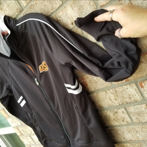 Oklahoma State Cowboys BLACK embroidered zip-up Jacket (Size SM) Coat - Picture 3 of 9